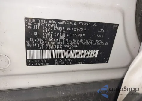 2021 Toyota Rav4 Hybrid Le from USA, damaged, VIN 4T3L6RFV1MU010721